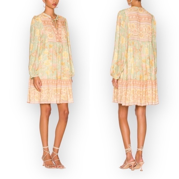 NWT Spell And the Gypsy Butterfly Boho Tunic Dress, Size M, Botanical pastel - Picture 2 of 15